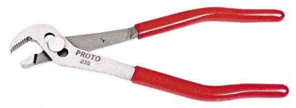 Proto - 5-1/16" OAL, 21/64" Max Capacity, 3 Position Tongue & Groove Pliers - Standard Straight Jaws, Midget Angle Nose Head, Plastisol Handles - Exact Industrial Supply