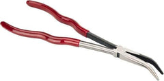 Proto - 11-3/8" OAL, 2-9/16" Jaw Length x 23/32" Jaw Width, Long Nose Bent Nose Pliers - Smooth Jaw, Plastisol Handles - Exact Industrial Supply