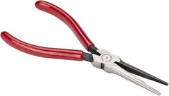 Proto - 6-1/16" OAL, 2-1/8" Jaw Length x 11/16" Jaw Width, Long Nose Needle Nose Pliers - Serrated Jaw, Long Thin Head, Plastisol Handles - Exact Industrial Supply