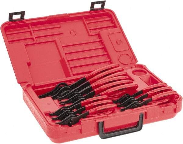 Proto - 12 Piece, Retaining Ring Pliers Set - 5-7/8, 5-3/4, 5-11/16, 5-7/8, 5-3/4, 5-11/16, 7-1/2, 7-3/8, 7-1/8, 9-1/4, 9 & 8-5/8" OAL - Exact Industrial Supply