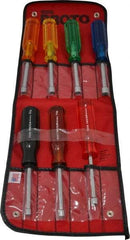 Proto - 7 Piece 3/16 to 3/8" Nutdriver Set - Solid Shaft, Color Coded Handle - Exact Industrial Supply