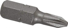 Irwin - #2, Reduced Tip Phillips Screwdriver Bit - 1/4" Drive, 1" OAL - Exact Industrial Supply