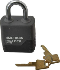 American Lock - 1-1/8" Shackle Clearance, Keyed Different Padlock with Weather Cover - 5/16" Shackle Diam, Aluminum - Exact Industrial Supply