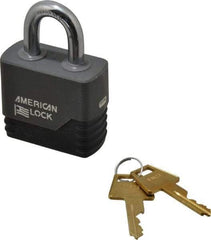 American Lock - 1-1/8" Shackle Clearance, Keyed Different Padlock with Weather Cover - 3/8" Shackle Diam, Aluminum - Exact Industrial Supply