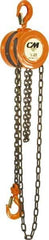 CM - 2,000 Lb Lifting Capacity, 20' Lift Height, Hand Hoist - Made from Chain, 37' Overhaul to Lift 1', 77 Lb Avg Pull to Lift Rated Load, 1 Chain - Exact Industrial Supply