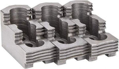 Atlas Workholding - 6" Max Chuck Diam Compatibility, Hard Steel 1.5mm x 60° Serrated Hard Lathe Top Jaws - 1.18" Wide x 2.56" Long x 1.38" High - Exact Industrial Supply