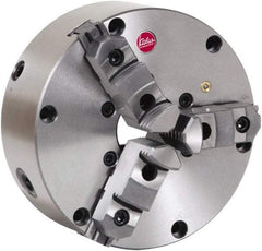 Atlas Workholding - 3 Jaws, 8" Diam, Self Centering Manual Lathe Chuck - Plain Back Mount Spindle, Adjustable, Reversible, 2,800 Max RPM, 2.346" Through Hole Diam, Cast Iron - Exact Industrial Supply