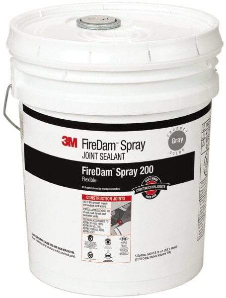 3M - 5 Gal Pail Gray Elastomer Joint Sealant - 110°F Max Operating Temp, 24 hr Full Cure Time, Series Spray 200 - Exact Industrial Supply