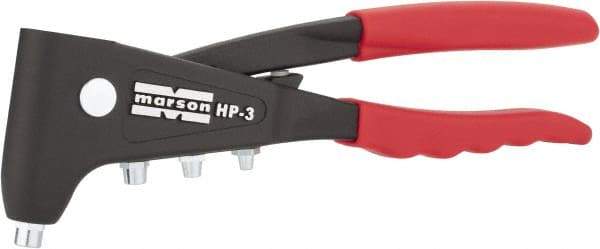 Marson - Right Angle Head Hand Riveter - 3/32 to 3/16" Rivet Capacity, 10" OAL - Exact Industrial Supply