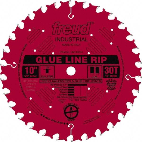 Freud - 10" Diam, 5/8" Arbor Hole Diam, 30 Tooth Wet & Dry Cut Saw Blade - Carbide-Tipped, Standard Round Arbor - Exact Industrial Supply