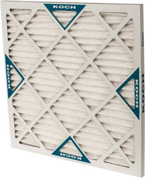 Made in USA - 20" Noml Height x 20" Noml Width x 1" Noml Depth, 80 to 85% Capture Efficiency, Wire-Backed Pleated Air Filter - MERV 13, Synthetic, Integrated Beverage Board Frame, 300 Max FPM, 840 CFM, For Any Unit - Exact Industrial Supply
