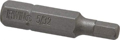 Irwin - 5/32" Hex Screwdriver Bit - 1/4" Drive, 1-1/4" OAL - Exact Industrial Supply