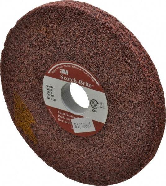 3M - 6" Diam, 1/2" Face Width, 1" Center Hole, Medium Grade, Aluminum Oxide Deburring Wheel - Convolute, Medium Density 5 Grade, 6,000 RPM - Exact Industrial Supply