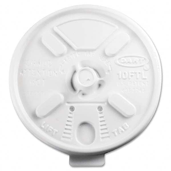 DART - Lift N' Lock Plastic Hot Cup Lids, Fits 10 oz Cups, White, 1000/Carton - Exact Industrial Supply