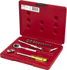 Proto - 15 Piece 1/4" Drive Socket Set - 6 Points, 3/16" to 9/16" Range, Inch Measurement Standard - Exact Industrial Supply