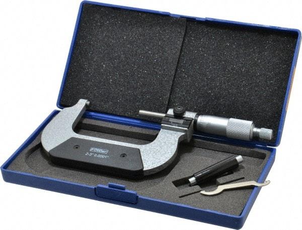 Fowler - 2 to 3" Range, 0.0001" Graduation, Mechanical Outside Micrometer - Ratchet Stop Thimble, Accurate to 0.00016", Digital Counter - Exact Industrial Supply