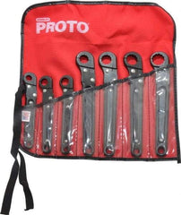 Proto - 7 Piece, 3/8" to 3/4", 12 Point Flare Nut Wrench Set - Inch Measurement Standard, Black Oxide Finish, Comes in Nylon Roll - Exact Industrial Supply