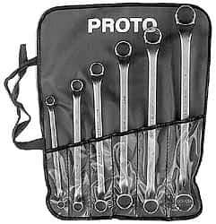 Proto - 6 Piece, 3/8" x 7/16" to 15/16" x 1", 12 Point Box End Wrench Set - Inch Measurement Standard, Satin Finish - Exact Industrial Supply