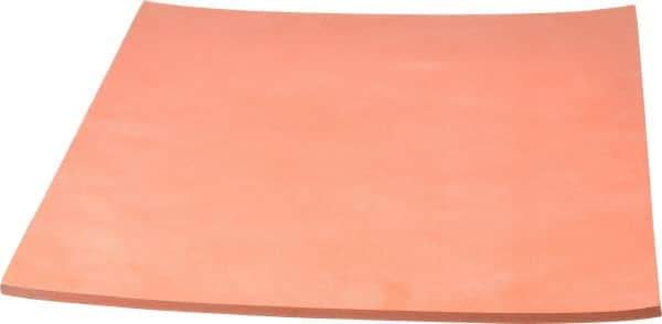 Made in USA - 12" Long, 12" Wide, 1/4" Thick, Silicone Rubber Foam Sheet - 45 to 55 Durometer, Orange-Red, -60 to 600°F, 650 psi Tensile Strength, Plain Backing, Stock Length - Exact Industrial Supply