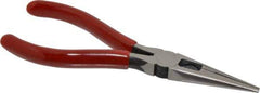 Proto - 6-5/8" OAL, 1-7/8" Jaw Length x 11/16" Jaw Width, Long Nose Side Cutting Chain Nose Pliers - Serrated Jaw, Standard Head, Plastisol Handles - Exact Industrial Supply