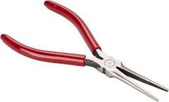Proto - 6-5/32" OAL, 2-5/32" Jaw Length x 1/2" Jaw Width, Long Nose Needle Nose Pliers - Serrated Jaw, Long Extra Thin Head, Plastisol Handles - Exact Industrial Supply