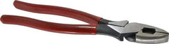 Proto - 9-1/4" OAL, 1-9/16" Jaw Length x 1-9/32" Jaw Width, Linesman's Pliers - Standard Jaw, Flat Nose Head, Plastisol Handles - Exact Industrial Supply