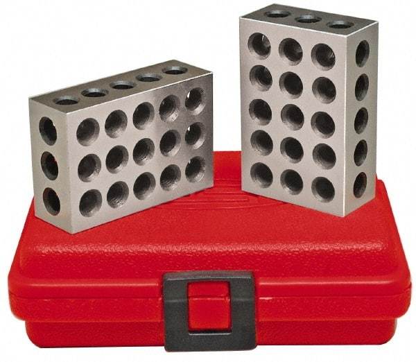 SPI - 0.0003 Squareness Per Inch, Hardened Steel, 2-3-4 Block with 23 Hole Setup Block - 3/8 - 16 Inch Tapped Hole Size, 55-60 Rc Hardness, Sold As Matched Pair - Exact Industrial Supply