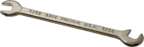 Proto - 7/32" Stubby Open End Wrench - 3" OAL, Double End, Satin Finish, 15° & 75° Head Angle - Exact Industrial Supply