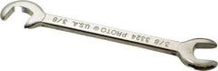 Proto - 3/8" Stubby Open End Wrench - 3-3/4" OAL, Double End, Satin Finish, 15° & 75° Head Angle - Exact Industrial Supply