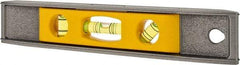 Stanley - Magnetic 9" Long 3 Vial Torpedo Level - Aluminum, Silver/Yellow, 1 45°, 1 Level & 1 Plumb Vials - Exact Industrial Supply