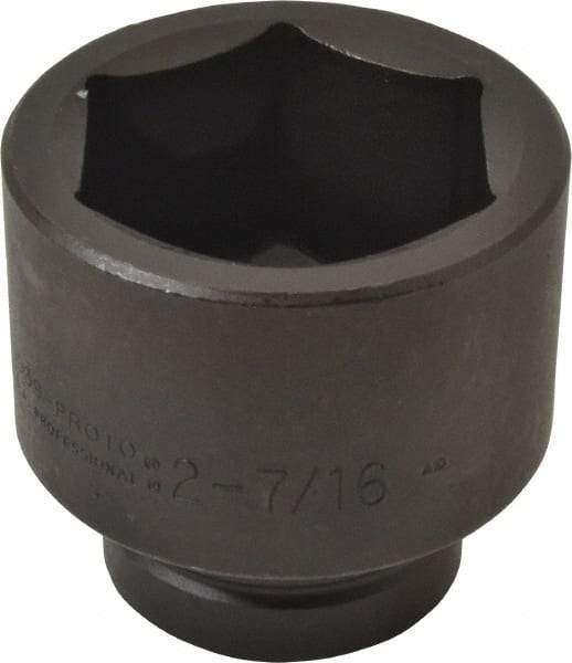 Proto - 1" Drive 2-7/16" Standard Impact Socket - 6 Points, 3-25/64" OAL - Exact Industrial Supply