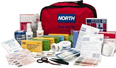 North - 187 Piece, 25 Person, Multipurpose/Auto/Travel First Aid Kit - 7" Wide x 6" Deep x 10" High, Nylon Bag - Exact Industrial Supply