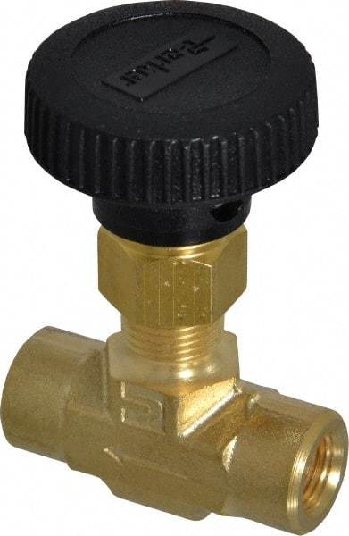 Parker - 3,000 Max psi, 1/8" Pipe, Brass, Inline Instrumentation Needle Valve - FNPT x FNPT End Connections - Exact Industrial Supply