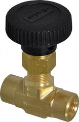 Parker - 3,000 Max psi, 1/8" Pipe, Brass, Inline Instrumentation Needle Valve - FNPT x FNPT End Connections - Exact Industrial Supply