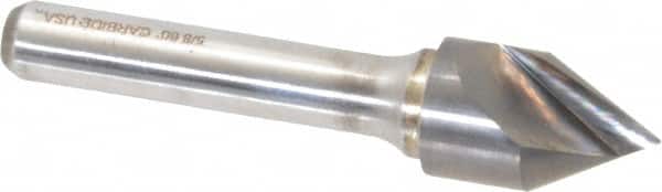 Atrax - 5/8" Head Diam, 3/8" Shank Diam, 1 Flute 60° Solid Carbide Countersink - Exact Industrial Supply