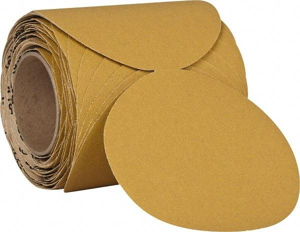 3M - 6" Diam, 60 Grit Aluminum Oxide Adhesive PSA Disc - Medium Grade, Gold, F Weighted Backing, Flexible, Use with Random Orbital Sanders - Exact Industrial Supply