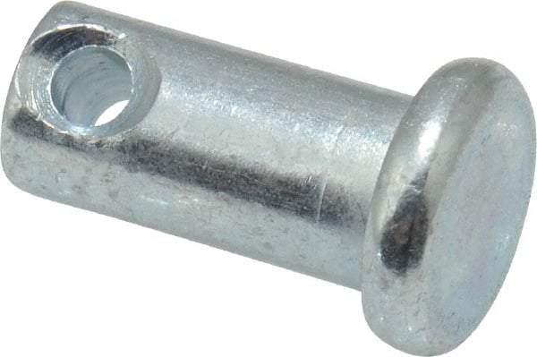 Made in USA - 1/4" Pin Diam, 1/2" OAL, Standard Clevis Pin - 3/32" Hole, 13/32" Usable Length, Zinc-Plated Steel - Exact Industrial Supply