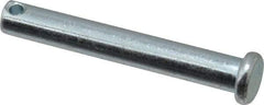 Made in USA - 1/4" Pin Diam, 1-3/4" OAL, Standard Clevis Pin - 3/32" Hole, 1-21/32" Usable Length, Zinc-Plated Steel - Exact Industrial Supply