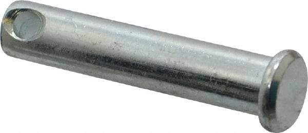 Made in USA - 5/16" Pin Diam, 1-1/2" OAL, Standard Clevis Pin - 9/64" Hole, 1-23/64" Usable Length, Zinc-Plated Steel - Exact Industrial Supply