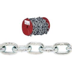 Campbell - 3/16" Welded Proof Coil Chain - 800 Lb Capacity, Grade 30, 100' Long, Zinc Plated Finish - Exact Industrial Supply