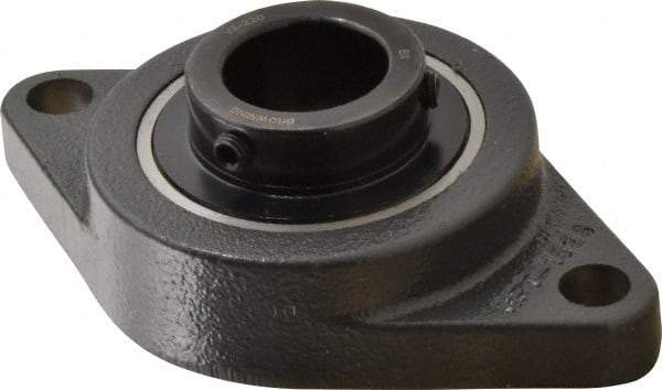 Browning - 1-1/4" ID, 6-1/8" OAL x 3-5/8" OAH 2-Bolt Flange - 3,493 Lb Static Cap, 5,782 Lb Dyn Cap, 5-1/8" Btw Mnt Hole Ctrs, Cast Iron - Exact Industrial Supply