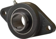 Browning - 1-1/4" ID, 5-9/16" OAL x 3-1/8" OAH 2-Bolt Flange - 2,567 Lb Static Cap, 4,381 Lb Dyn Cap, 4-19/32" Btw Mnt Hole Ctrs, Cast Iron - Exact Industrial Supply