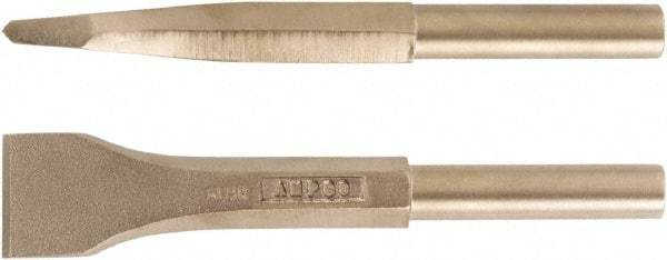 Ampco - 1-1/2" Head Width, 7-3/4" OAL, 3/4" Shank Diam, Scaling Chisel - Round Drive, Round Shank - Exact Industrial Supply