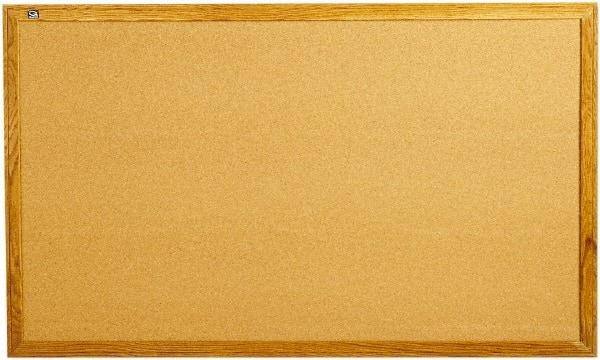 Quartet - 60" Wide x 36" High Open Cork Bulletin Board - Natural Cork over Fiberboard, Oak Frame - Exact Industrial Supply