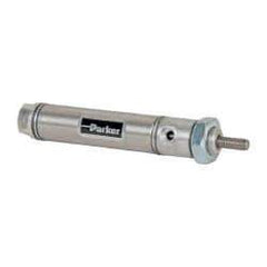 Parker - 1" Stroke x 9/16" Bore Double Acting Air Cylinder - 10-32 Port, 10-32 Rod Thread, 250 Max psi, 14 to 140°F - Exact Industrial Supply