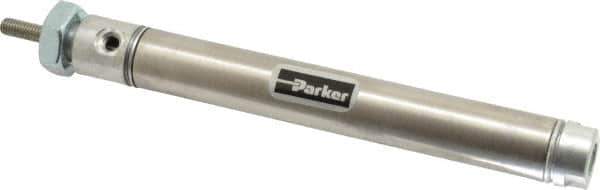 Parker - 3" Stroke x 9/16" Bore Double Acting Air Cylinder - 10-32 Port, 10-32 Rod Thread, 250 Max psi, 14 to 140°F - Exact Industrial Supply