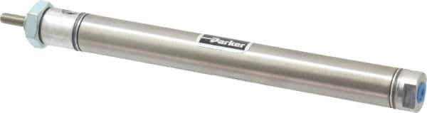 Parker - 4" Stroke x 9/16" Bore Double Acting Air Cylinder - 10-32 Port, 10-32 Rod Thread, 250 Max psi, 14 to 140°F - Exact Industrial Supply