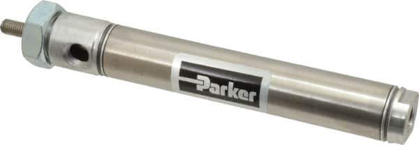 Parker - 3" Stroke x 3/4" Bore Double Acting Air Cylinder - 1/8 Port, 1/4-28 Rod Thread, 250 Max psi, 14 to 140°F - Exact Industrial Supply