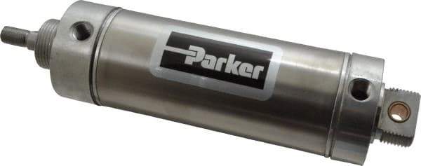 Parker - 4" Stroke x 2-1/2" Bore Double Acting Air Cylinder - 1/4 Port, 1/2-20 Rod Thread, 250 Max psi, 14 to 140°F - Exact Industrial Supply