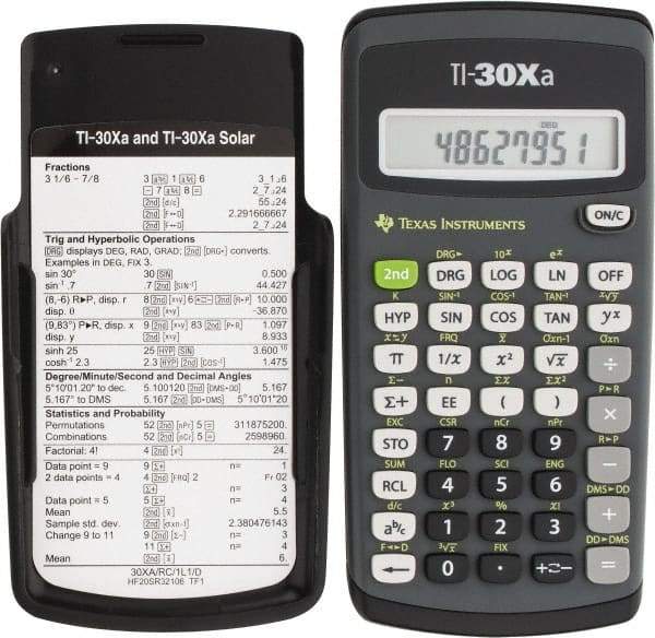 Texas Instruments - LCD 1 Function Handheld Calculator - 10 x 1 Display Size, Dark Gray & Black, (2) A76 Batteries Powered, 6" Long x 3-1/8" Wide - Exact Industrial Supply